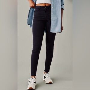 American Eagle Stretch Highest Rise Jegging Black Denim Jeans Size 12 X-Short